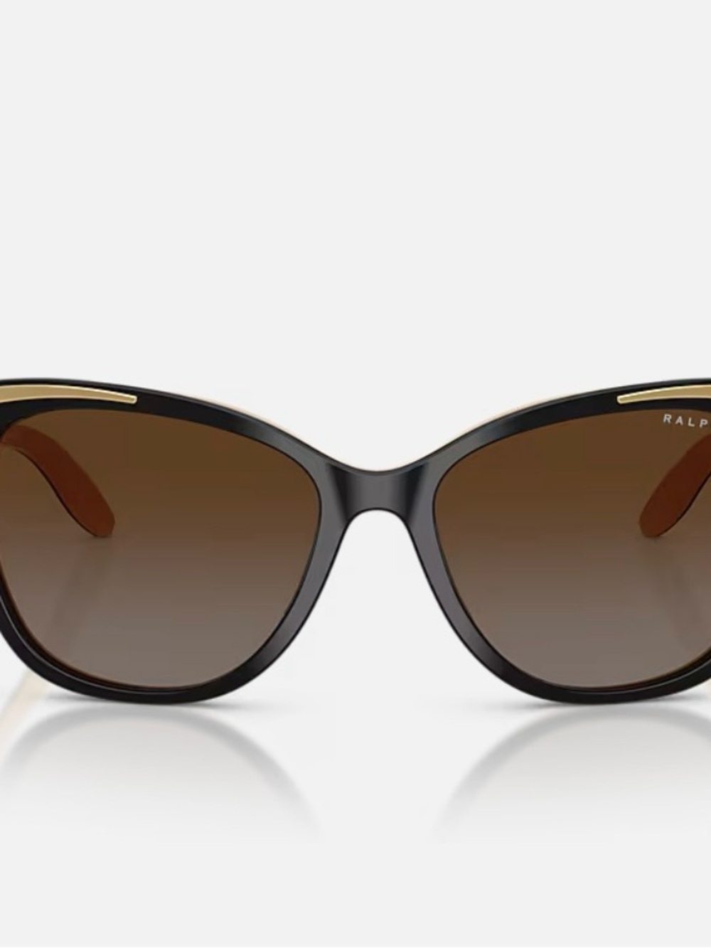 Ralph Lauren Black Frame Sunglasses with Brown Gradient Lenses - Picture 2 of 8